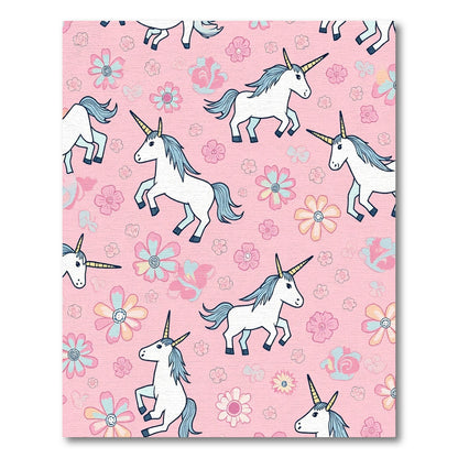 Whimsical Unicorn Floral Pink Fantasy Rug