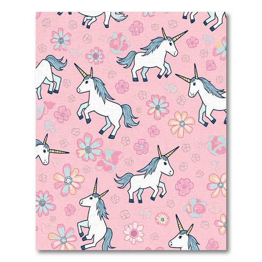 Whimsical Unicorn Floral Pink Fantasy Rug
