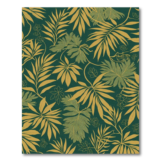Emerald Green Tropical Foliage Rug