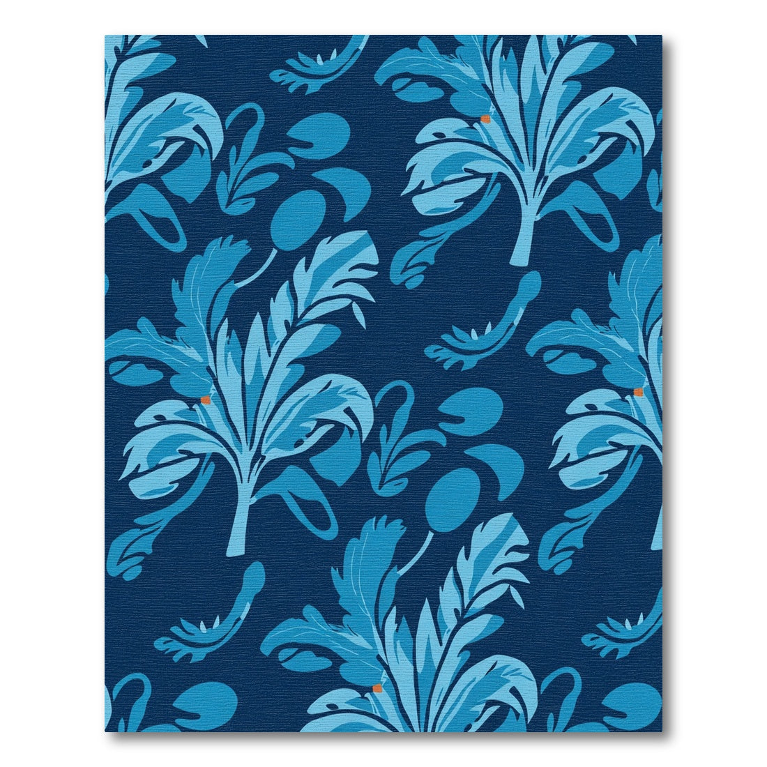 Deep Blue Leafy Botanical Arrangement Rug