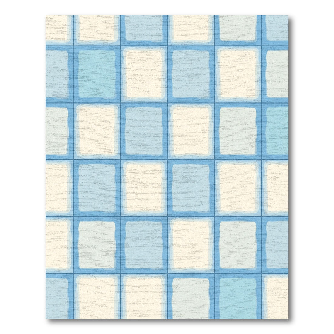 Aqua Cream Checkerboard Grid Rug