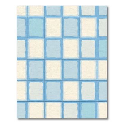Aqua Cream Checkerboard Grid Rug