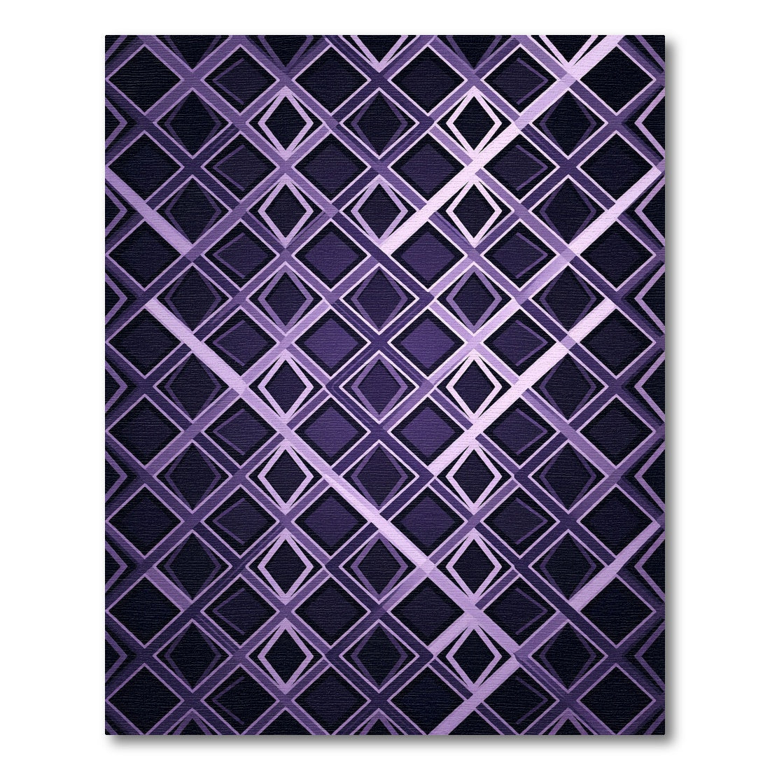 Modern Purple Geometric Diamond Grid Rug