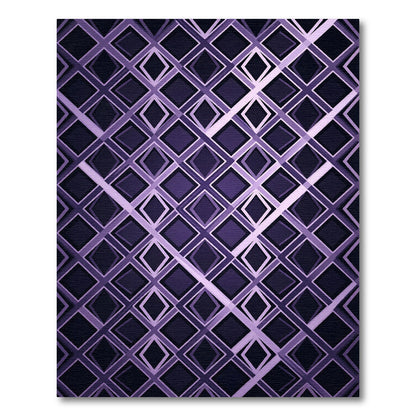 Modern Purple Geometric Diamond Grid Rug