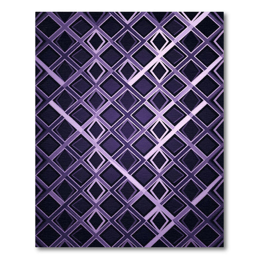 Modern Purple Geometric Diamond Grid Rug