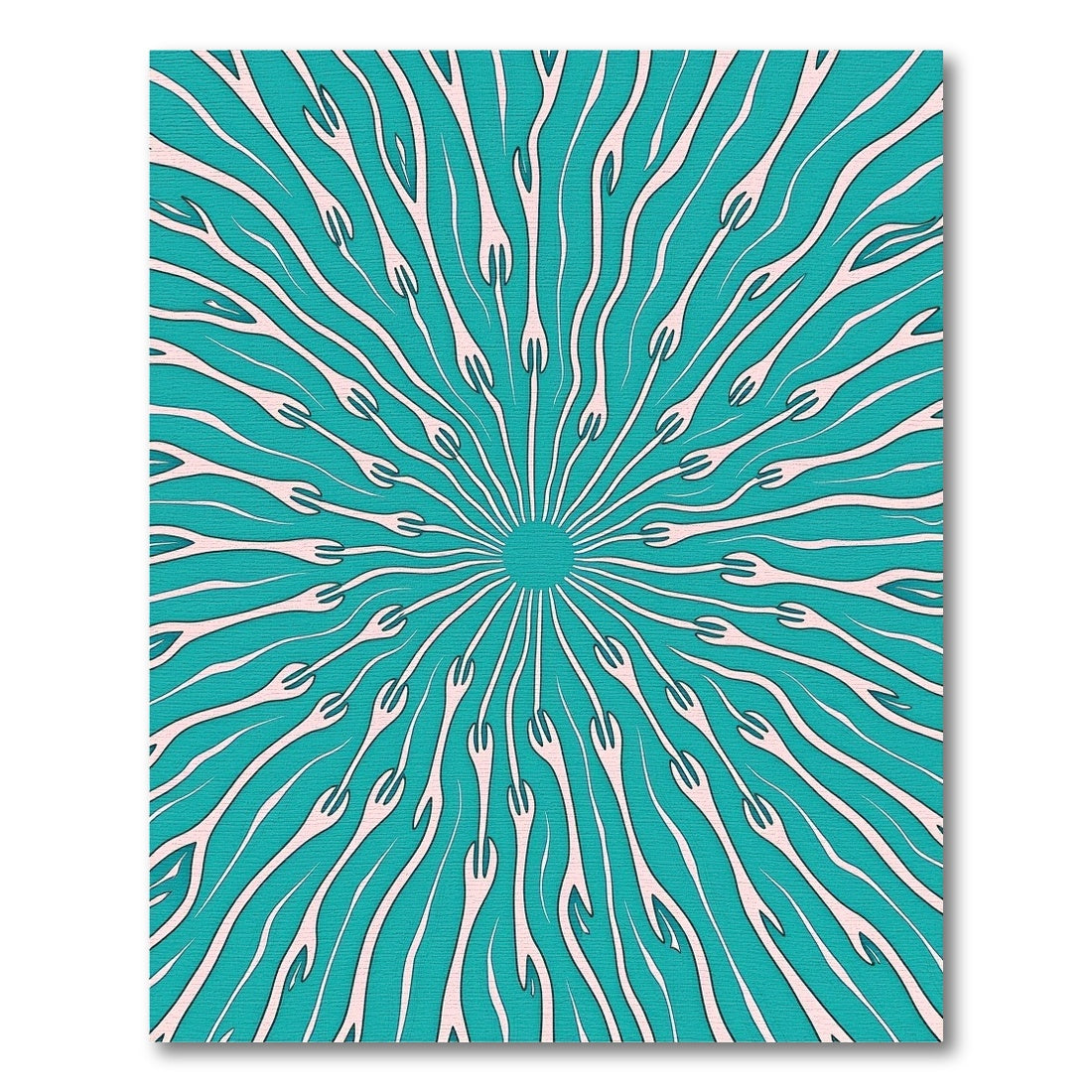 Teal White Forkburst Sunburst Rug