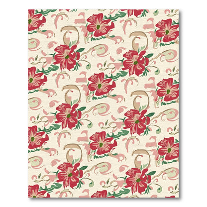Crimson Red Floral Swirl Accent Rug