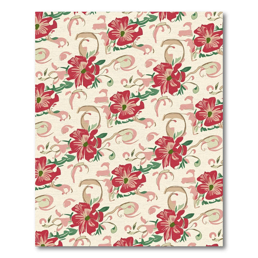 Crimson Red Floral Swirl Accent Rug