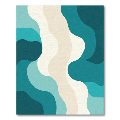 Abstract Aqua Swirl Organic Shapes Rug