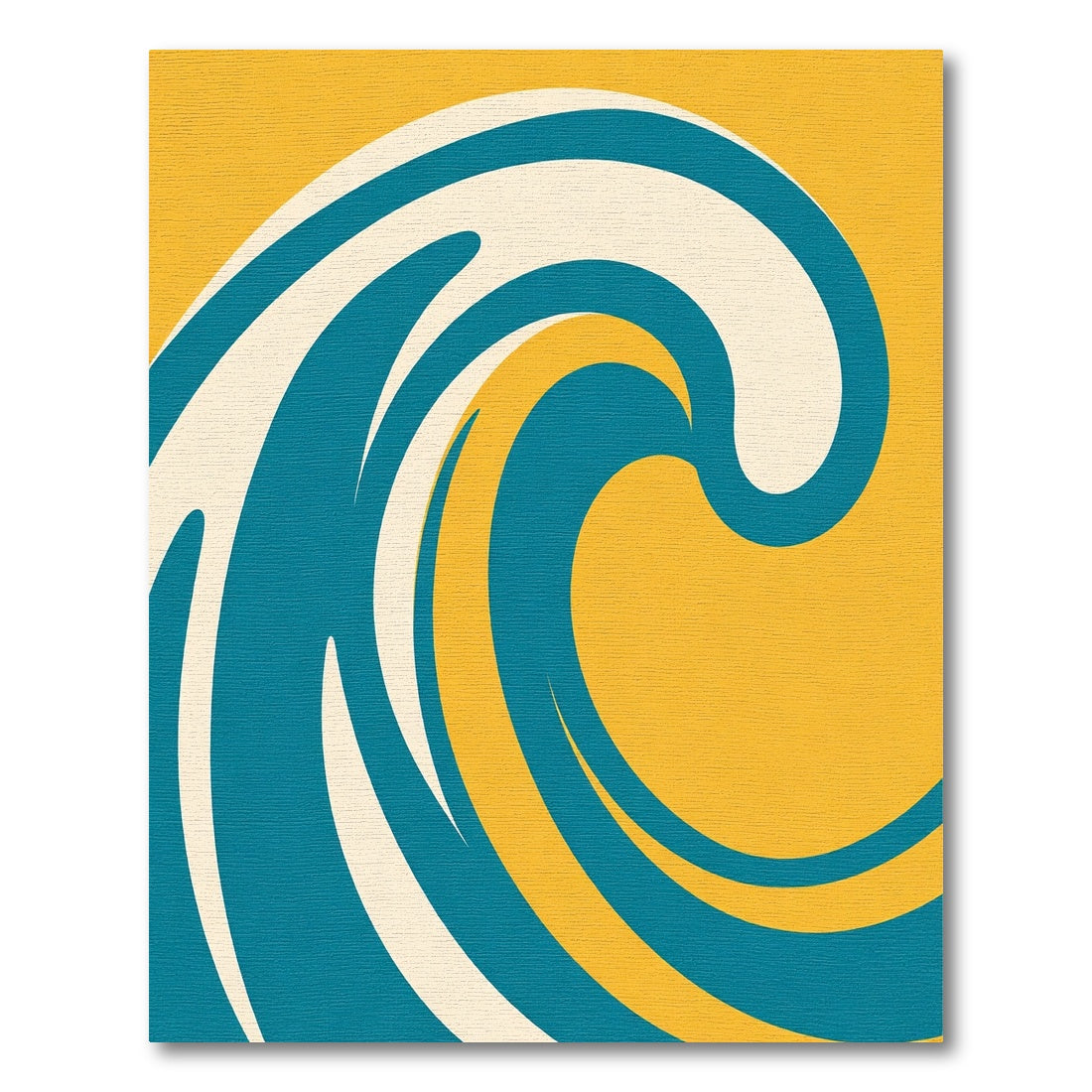 Abstract Teal Cream Wave Rug