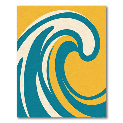 Abstract Teal Cream Wave Rug