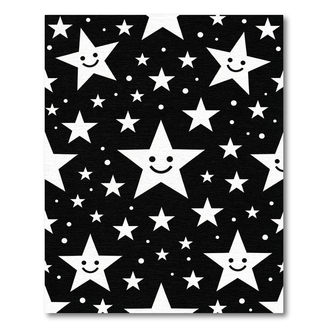 Cheerful White Stars Black Background Rug