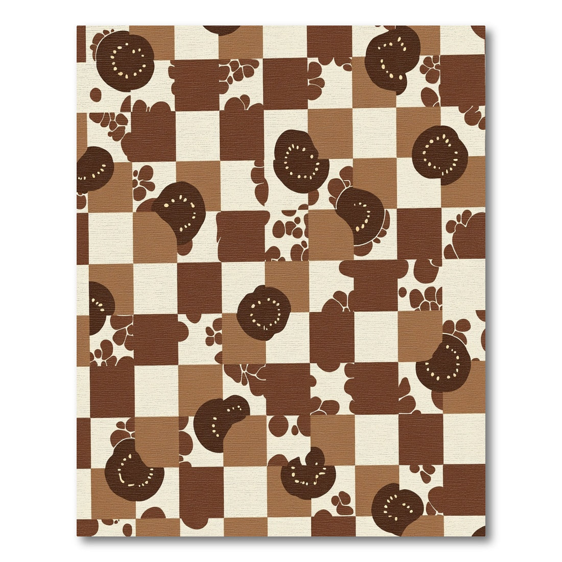 Chocolate Brown Checkerboard Tomato Slice Rug