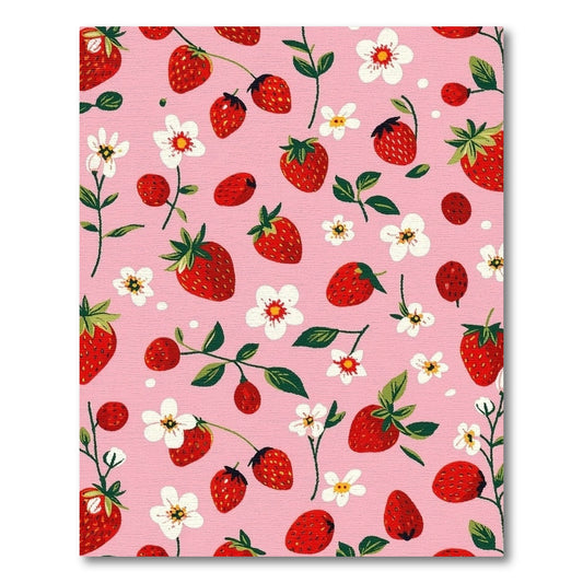 Whimsical Pink Strawberry Floral Rug