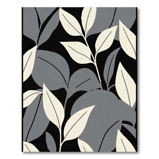 Monochrome Leaf Branch Cluster Rug