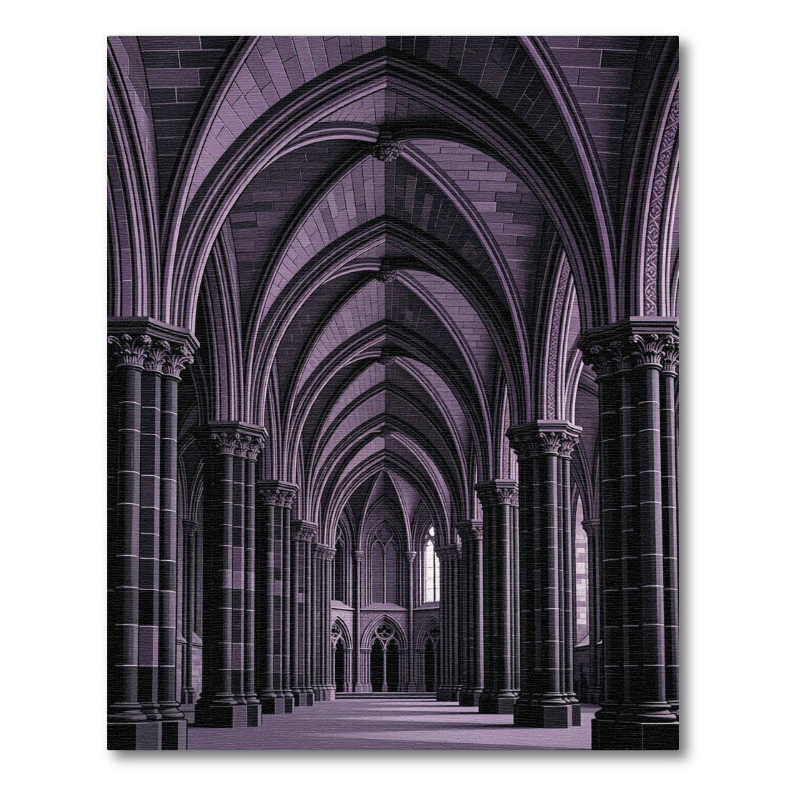Gothic Violet Cathedral Arch Structure Rug