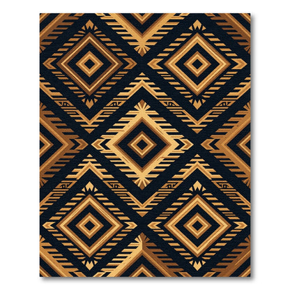 Geometric Gold Art Deco Diamond Tapestry Rug