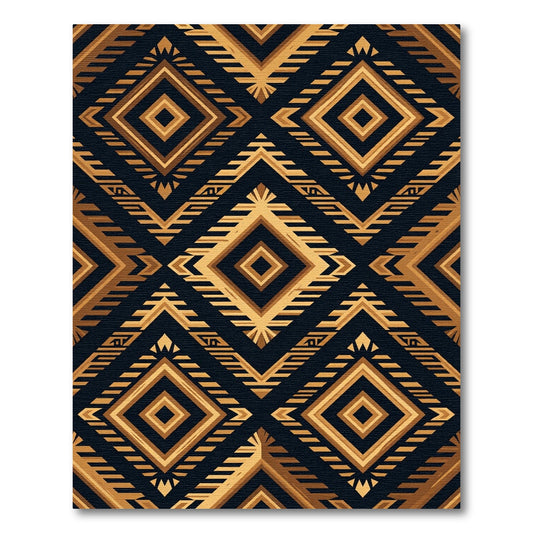 Geometric Gold Art Deco Diamond Tapestry Rug