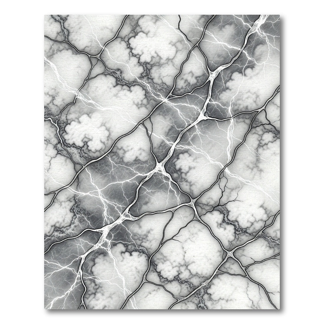 Monochrome Dark Lightning Abstract Marble Rug