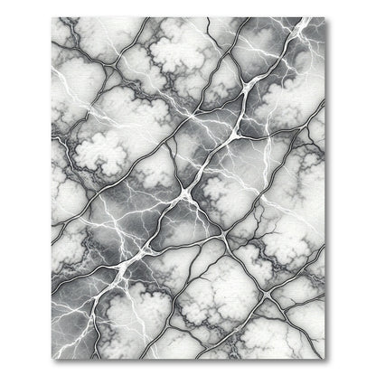 Monochrome Dark Lightning Abstract Marble Rug