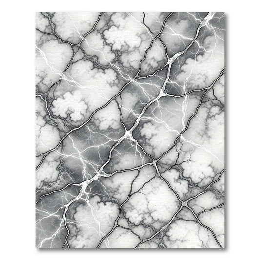 Monochrome Dark Lightning Abstract Marble Rug