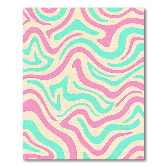Retro Swirl Pink Teal Cream Rug