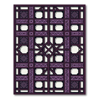 Plum Lattice Geometric Diamond Rug