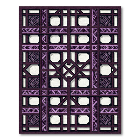 Plum Lattice Geometric Diamond Rug