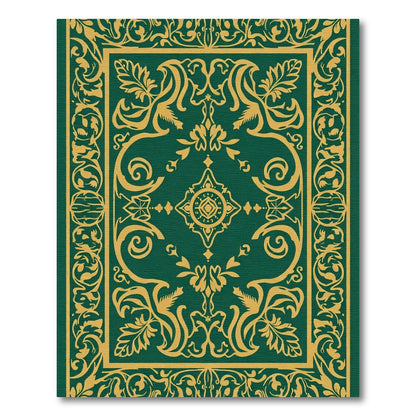 Emerald Gold Floral Scrollwork Arabesque Rug