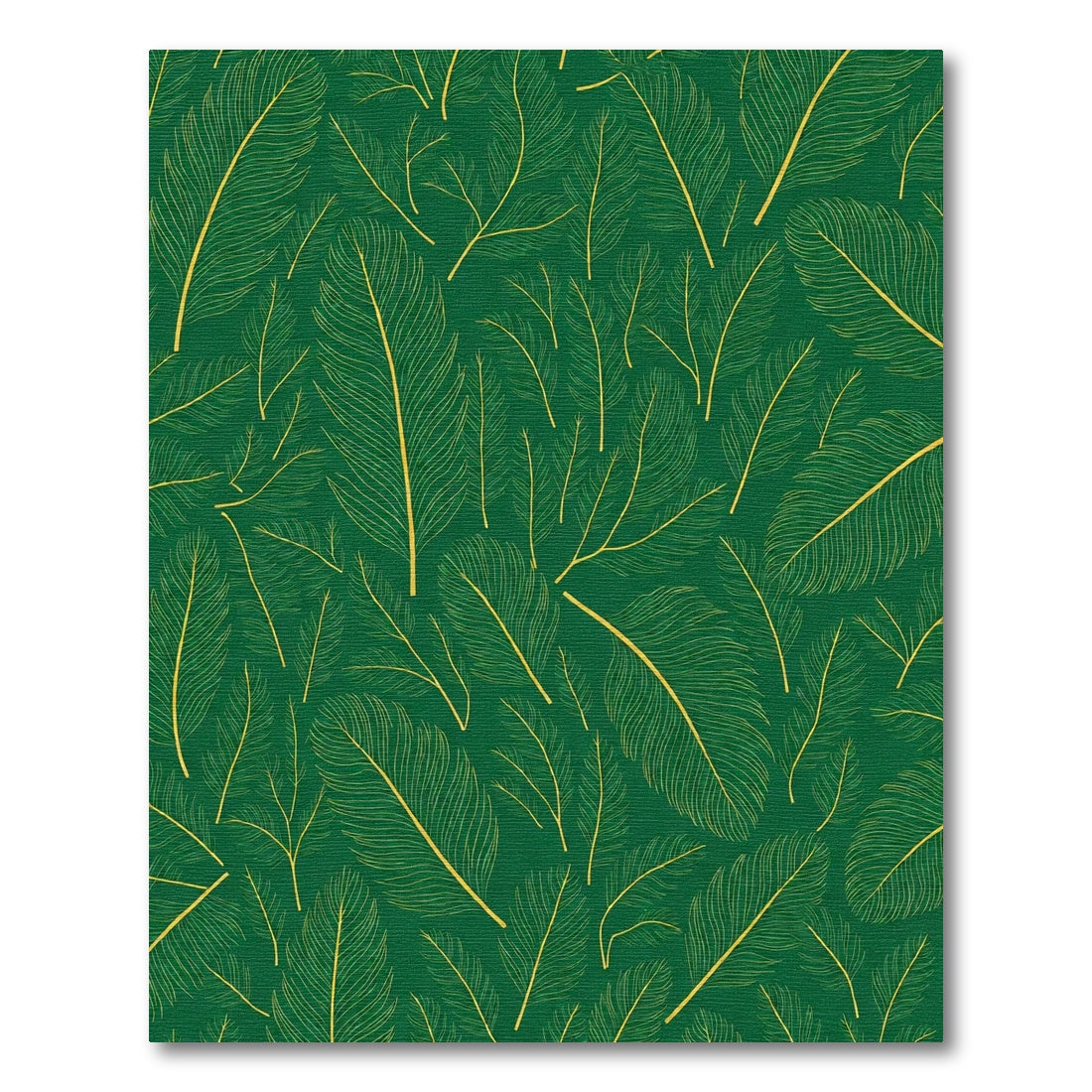 Emerald Green Golden Feather Collage Rug