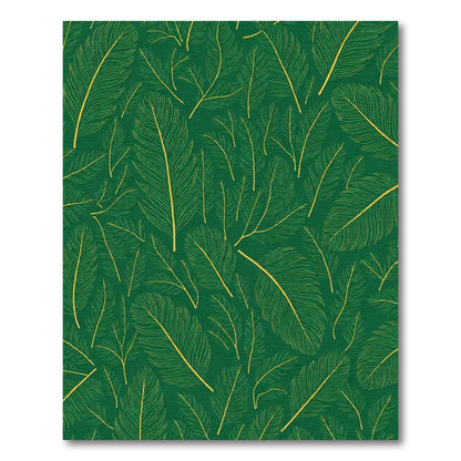 Emerald Green Golden Feather Collage Rug