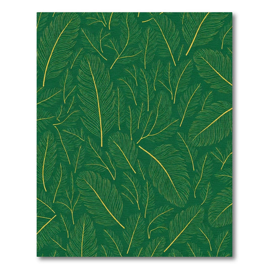 Emerald Green Golden Feather Collage Rug