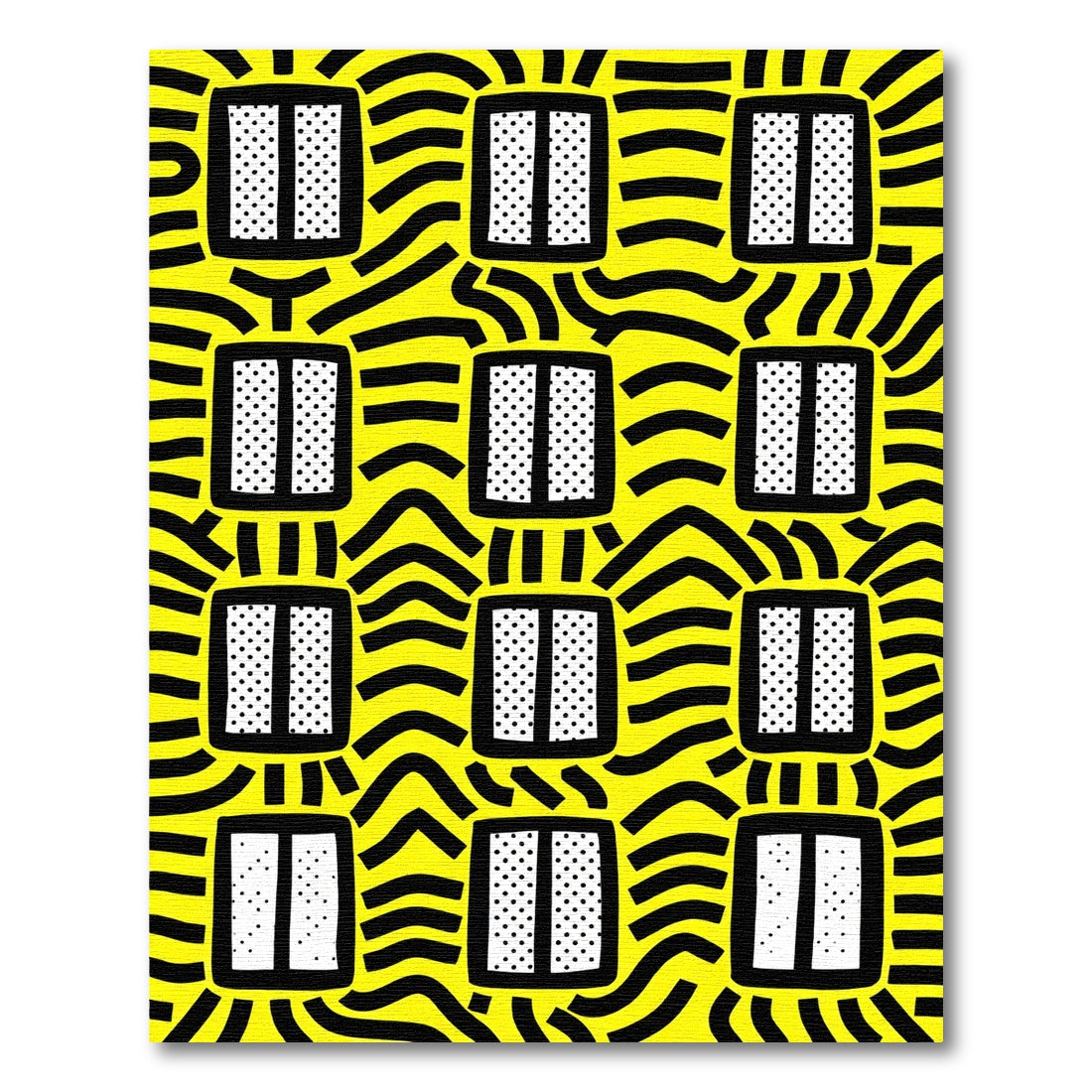 Bold Yellow Black Window Pattern Rug
