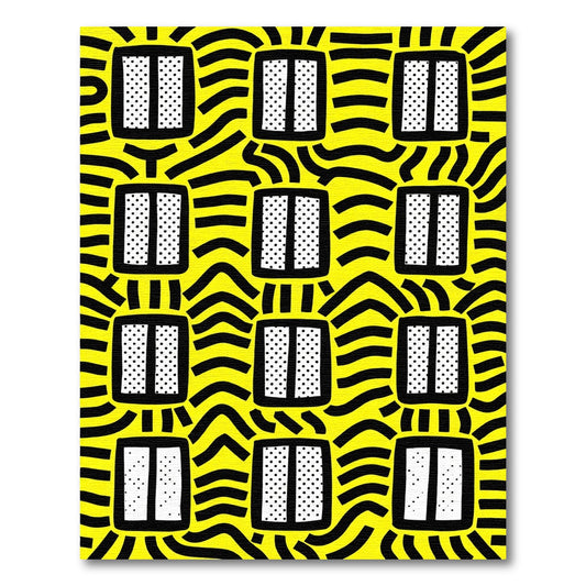 Bold Yellow Black Window Pattern Rug