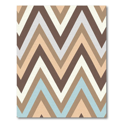Earthy Blue Chevron Zigzag Stripes Rug