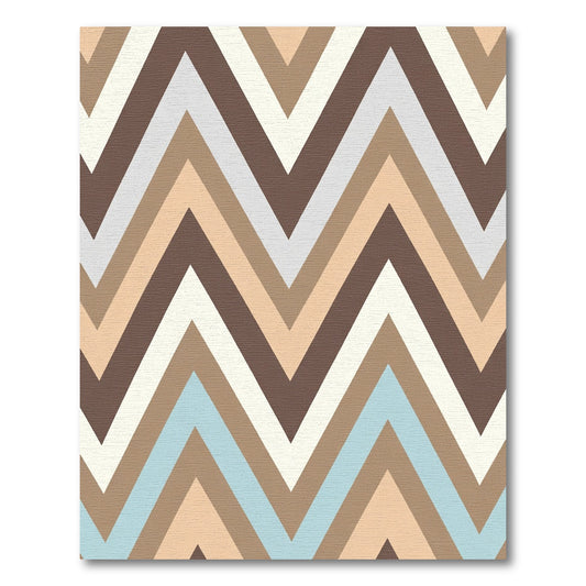 Earthy Blue Chevron Zigzag Stripes Rug