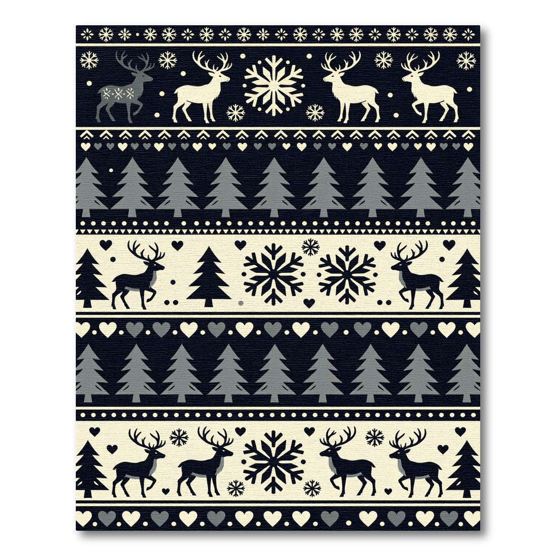 Winter Deer Snowflake Forest Collection Rug
