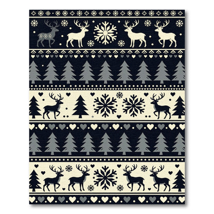 Winter Deer Snowflake Forest Collection Rug