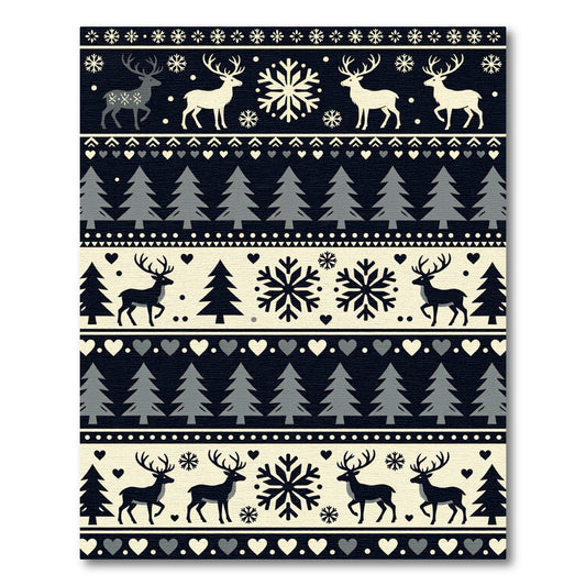 Winter Deer Snowflake Forest Collection Rug