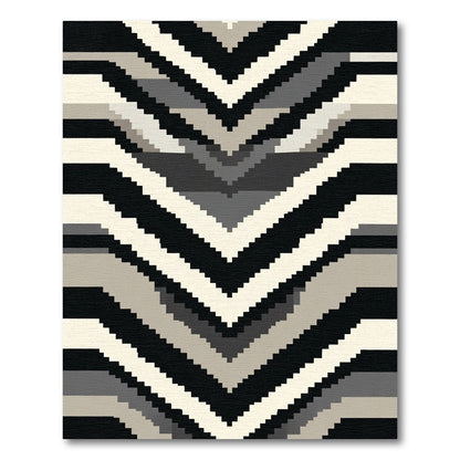 Monochromatic Chevron Pixelated Bands Rug