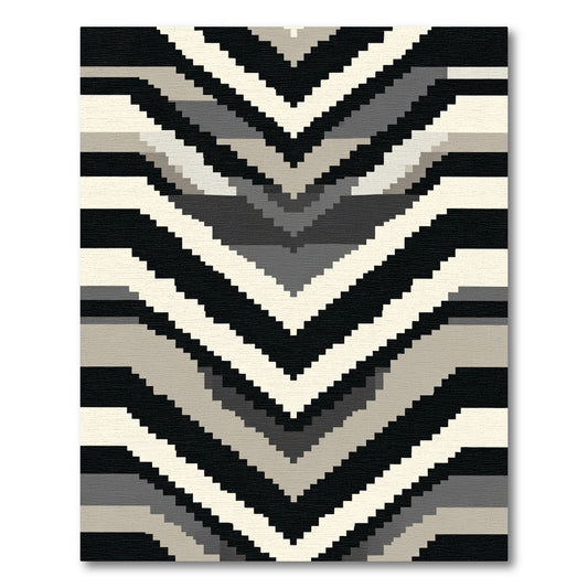 Monochromatic Chevron Pixelated Bands Rug