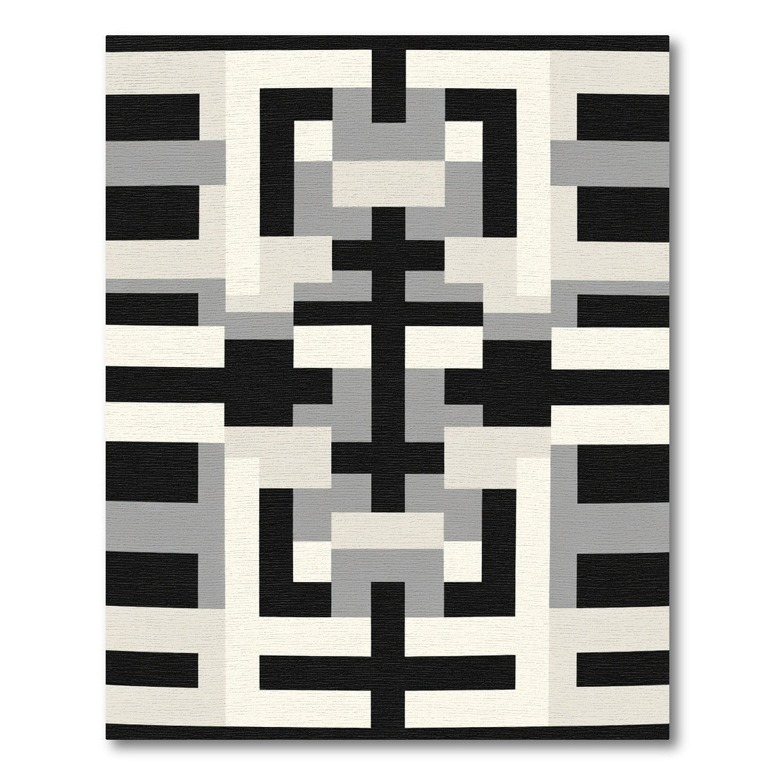 Modern Black White Geometric Abstract Rug