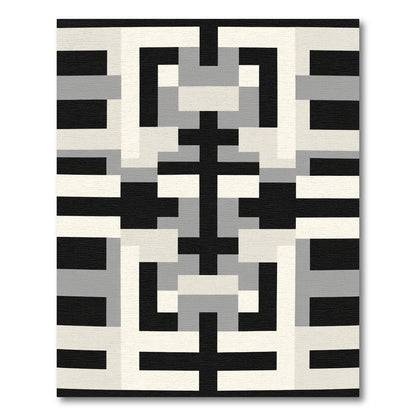 Modern Black White Geometric Abstract Rug