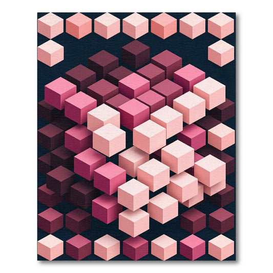 Pink Cubes Gradient Composition Rug