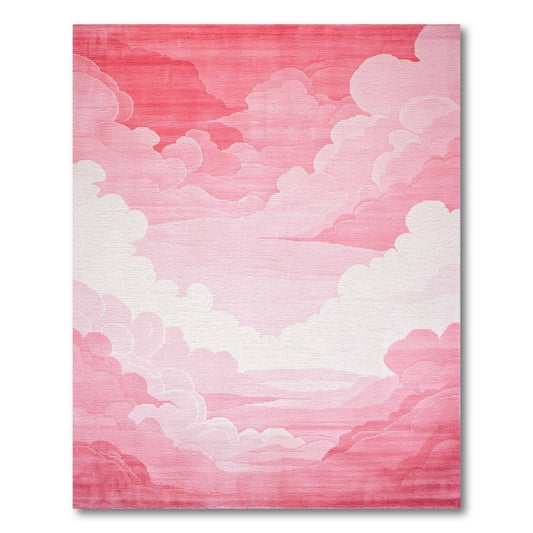 Dreamy Pink and White Clouds Rug