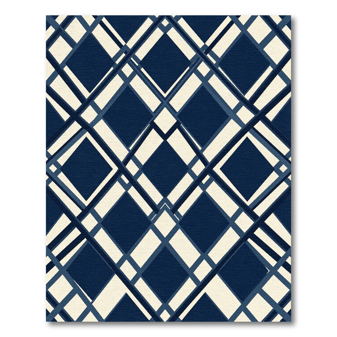 Navy and Cream Diamond Lattice Rug