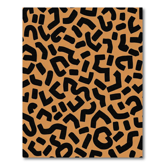 Terracotta Black Abstract Scatter Rug
