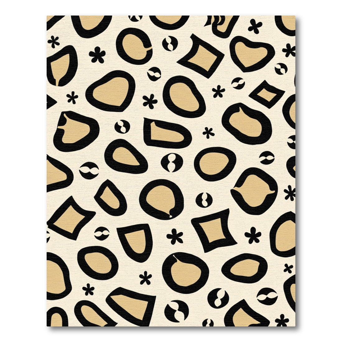 Beige Black Abstract Shape Collage Rug