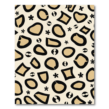 Beige Black Abstract Shape Collage Rug
