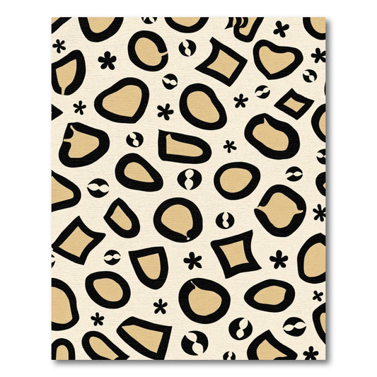 Beige Black Abstract Shape Collage Rug